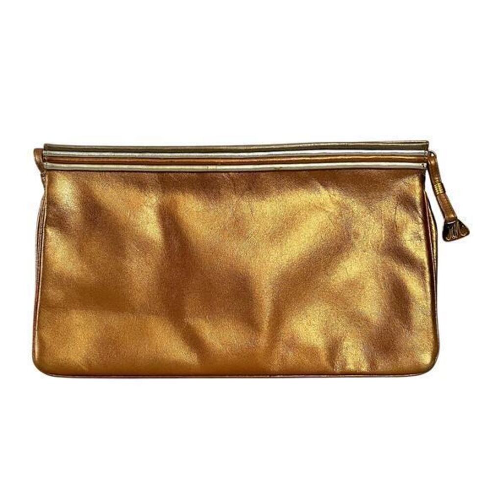 Morris Moskowitz x Bergdorf Goodman Vintage Metallic Leather Clutch Evening Bag